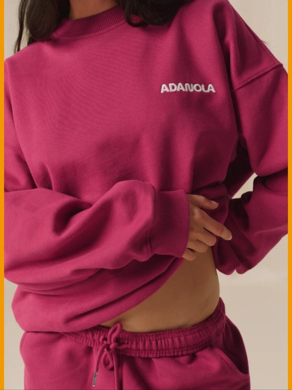 Adanola Movement Berry Red Crewneck Oversized Sweatshirt, Small